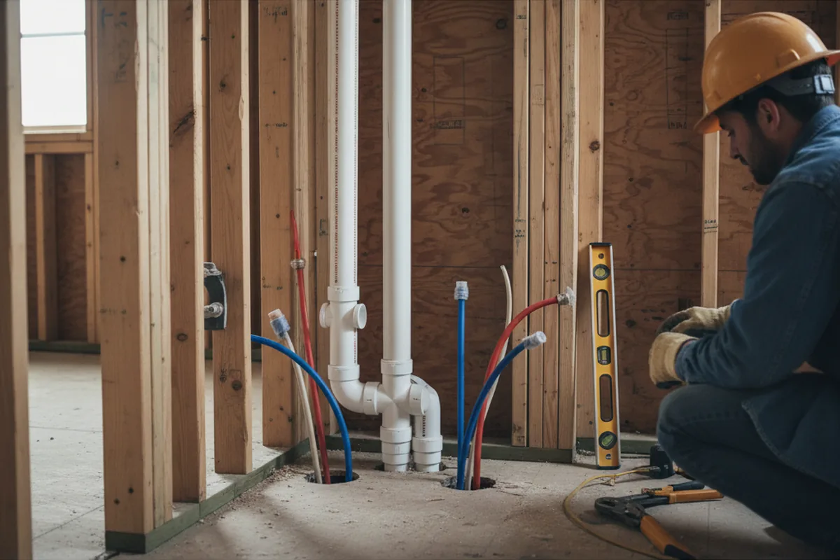 Drain and supply rough-in during Leak Detection in Theriot