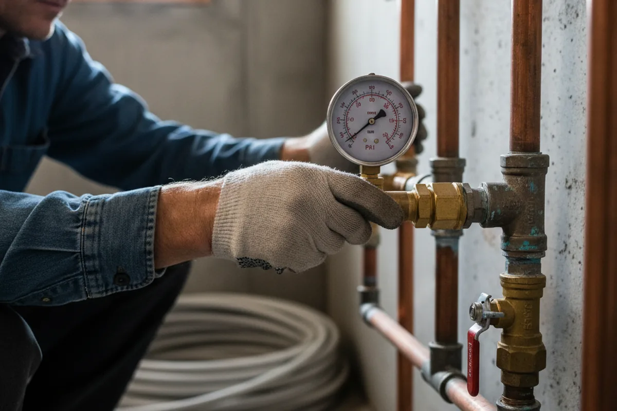 Pressure testing a repaired line during Water Line Repair in Theriot