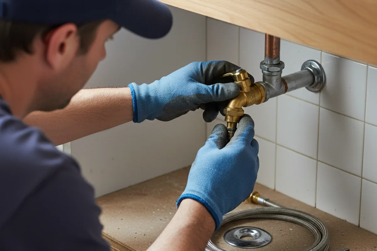 Shutoff valve and fitting work during Faucet and Fixture Repair in Theriot